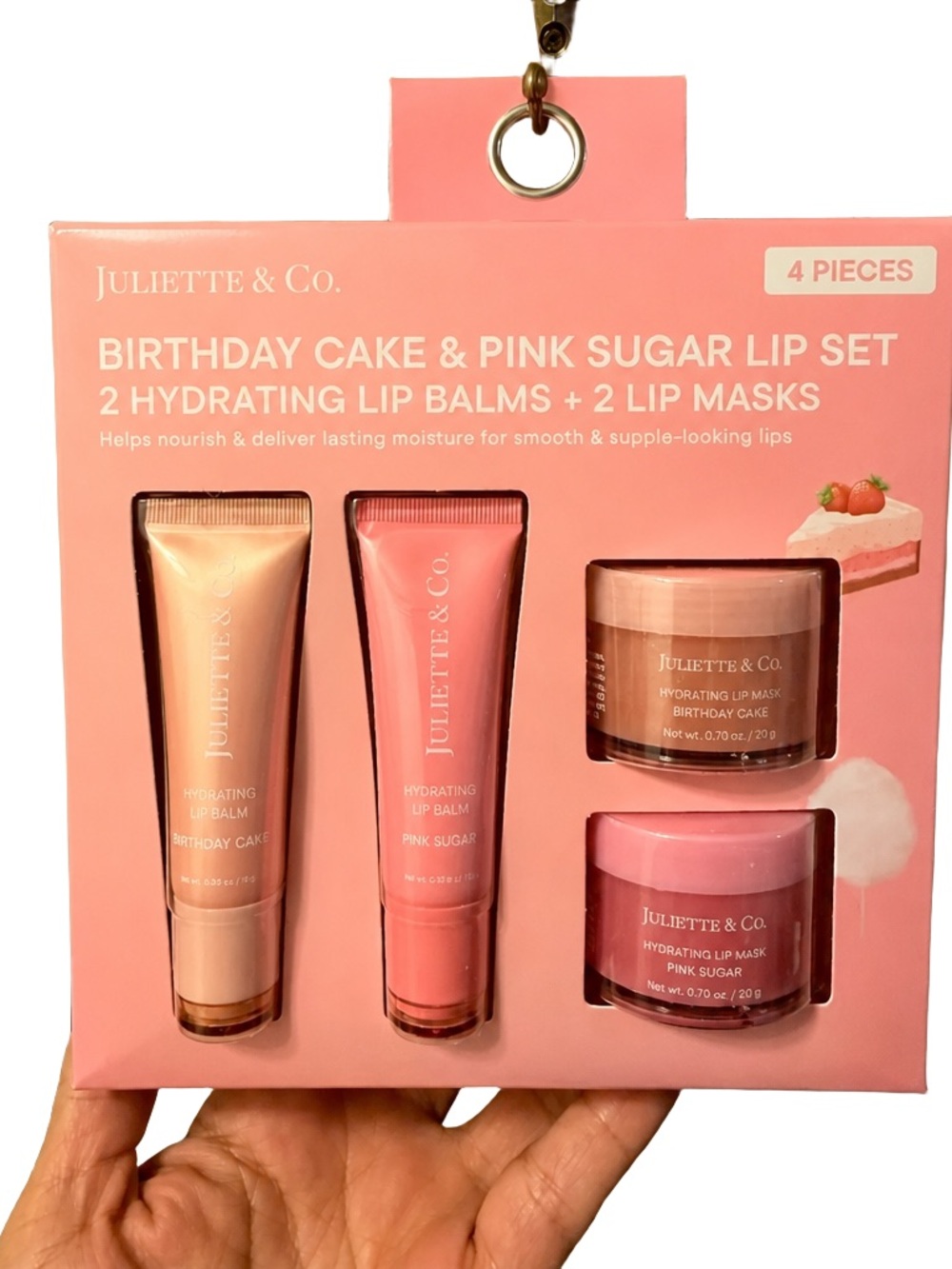 Juliette & Co Birthday Cake & Pink Sugar Lip Care Set 4 Pc New